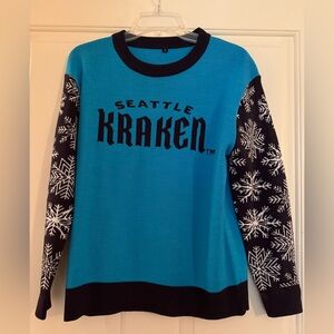 Seattle Kraken Blue Winter Holiday Sweater